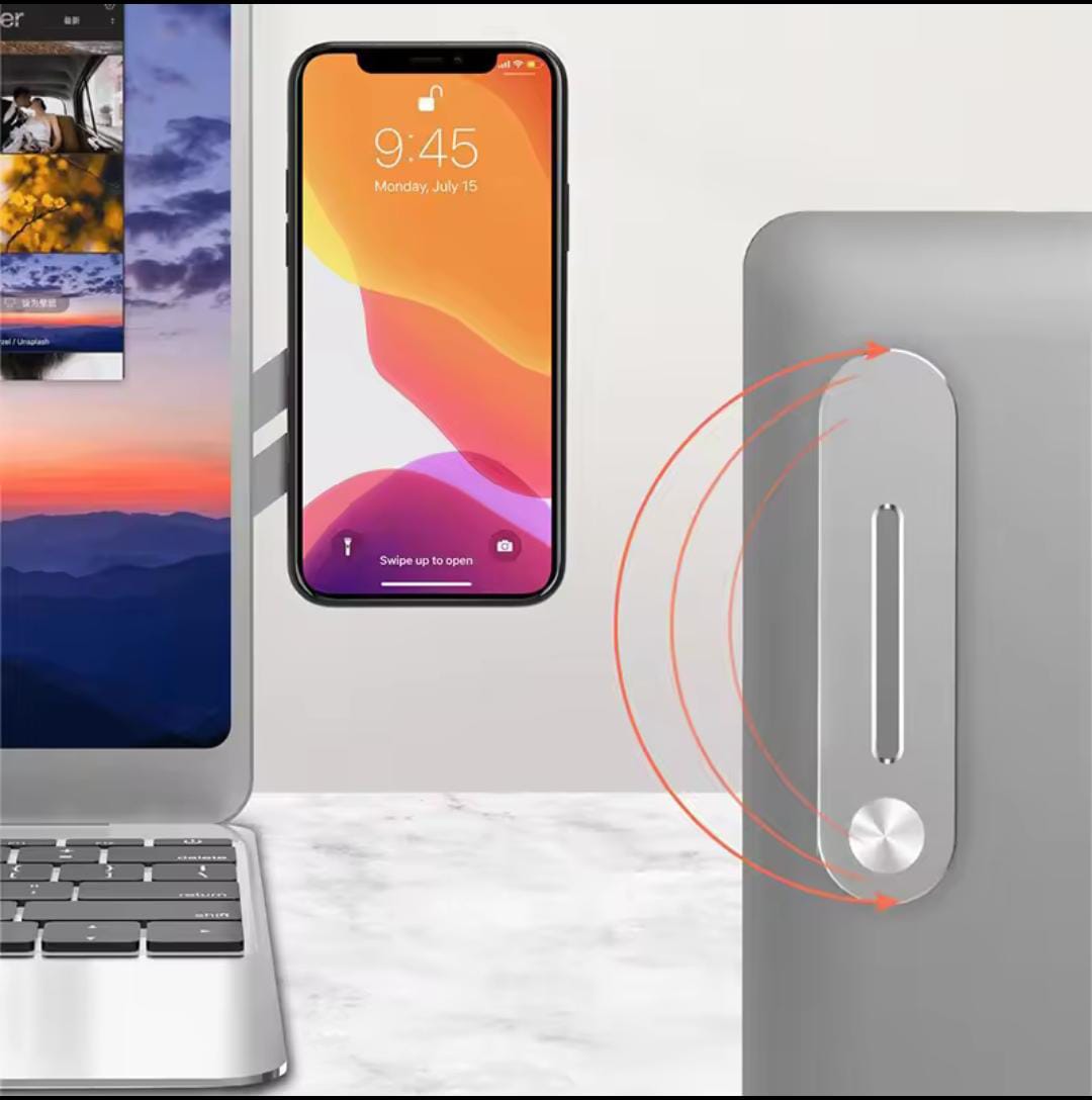WhatsApp-Image-2025-05-06-at-5.31.53-PM.jpeg Laptop Phone Stand Metal Expansion Screen Side Mount Magnetic Folding Phone Holder For Xiaomi IPhone Pc Pointer Support / Bracket - Image 4